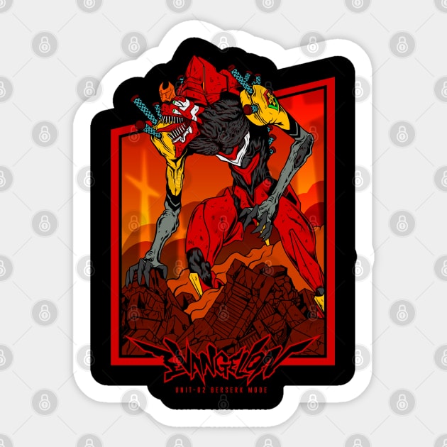 Eva 02 Berserk Mode Sticker by svthyp